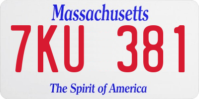 MA license plate 7KU381