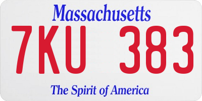 MA license plate 7KU383