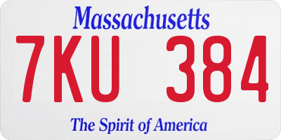MA license plate 7KU384