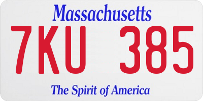 MA license plate 7KU385