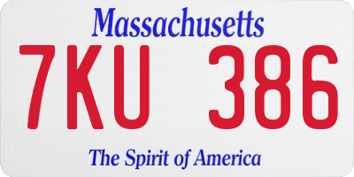 MA license plate 7KU386