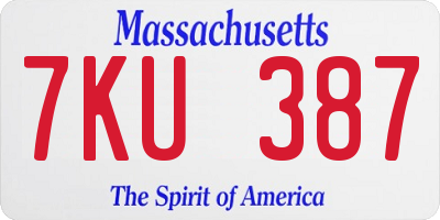 MA license plate 7KU387