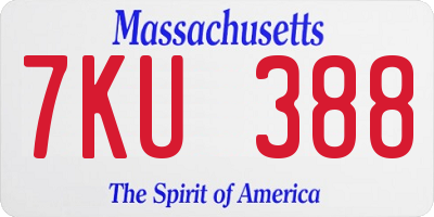 MA license plate 7KU388