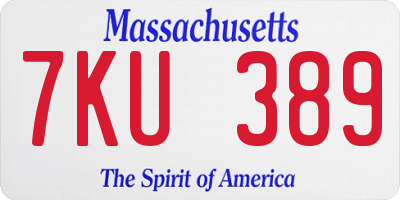 MA license plate 7KU389