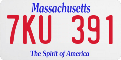 MA license plate 7KU391