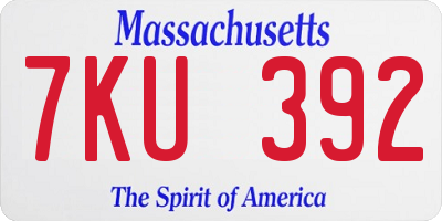 MA license plate 7KU392