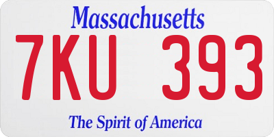 MA license plate 7KU393