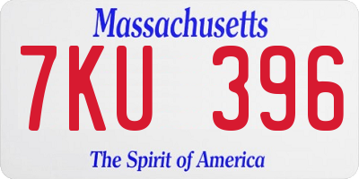 MA license plate 7KU396