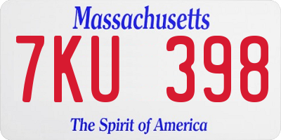 MA license plate 7KU398