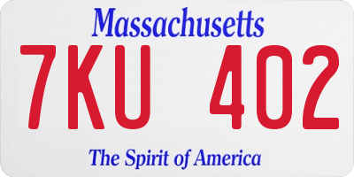 MA license plate 7KU402