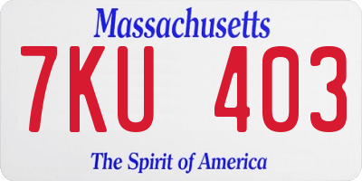 MA license plate 7KU403