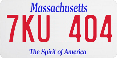 MA license plate 7KU404