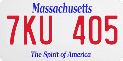MA license plate 7KU405