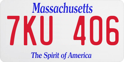 MA license plate 7KU406