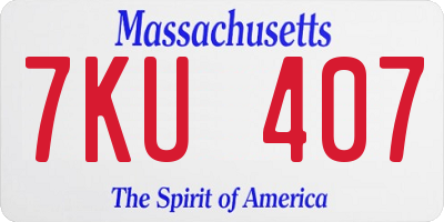MA license plate 7KU407
