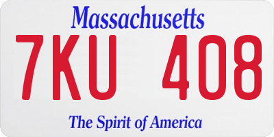 MA license plate 7KU408