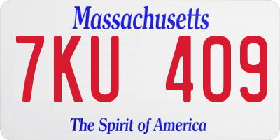 MA license plate 7KU409