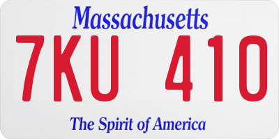 MA license plate 7KU410