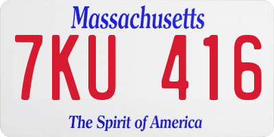 MA license plate 7KU416