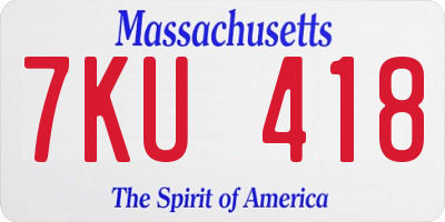 MA license plate 7KU418