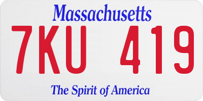 MA license plate 7KU419