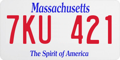 MA license plate 7KU421