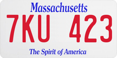 MA license plate 7KU423