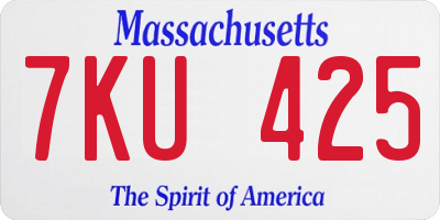 MA license plate 7KU425