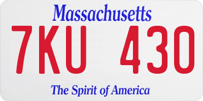 MA license plate 7KU430