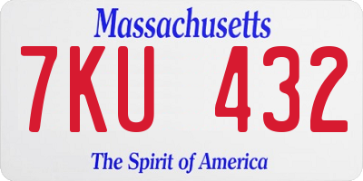 MA license plate 7KU432