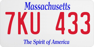 MA license plate 7KU433