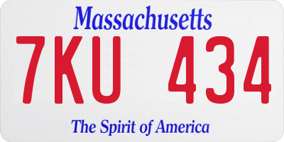 MA license plate 7KU434
