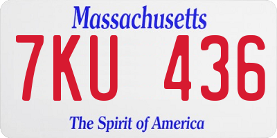 MA license plate 7KU436