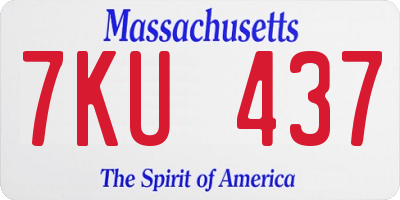 MA license plate 7KU437