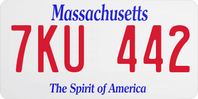 MA license plate 7KU442