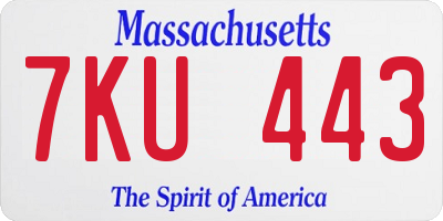MA license plate 7KU443