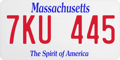 MA license plate 7KU445