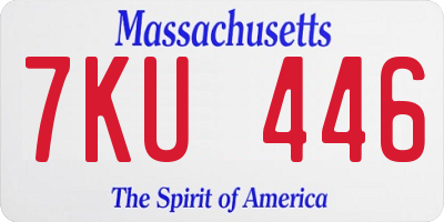 MA license plate 7KU446