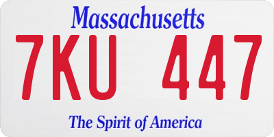 MA license plate 7KU447
