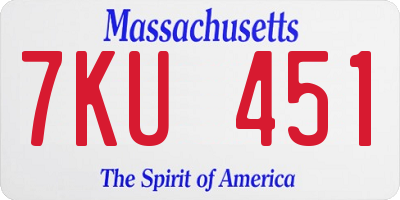 MA license plate 7KU451
