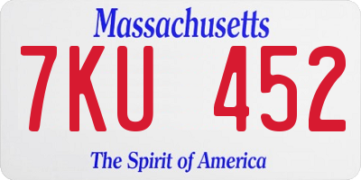 MA license plate 7KU452