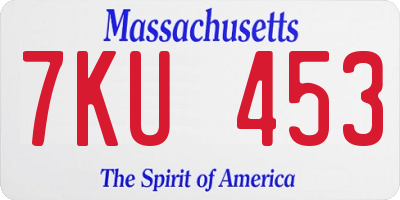 MA license plate 7KU453