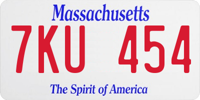 MA license plate 7KU454