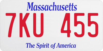 MA license plate 7KU455