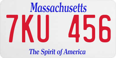 MA license plate 7KU456