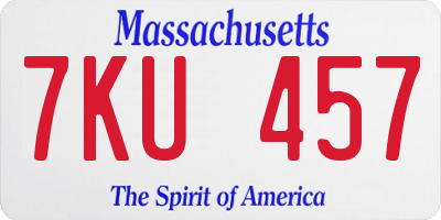 MA license plate 7KU457