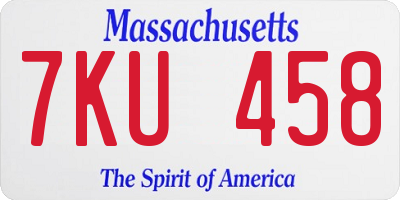 MA license plate 7KU458