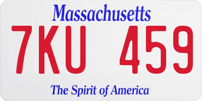 MA license plate 7KU459