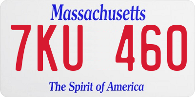 MA license plate 7KU460