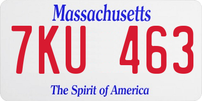 MA license plate 7KU463